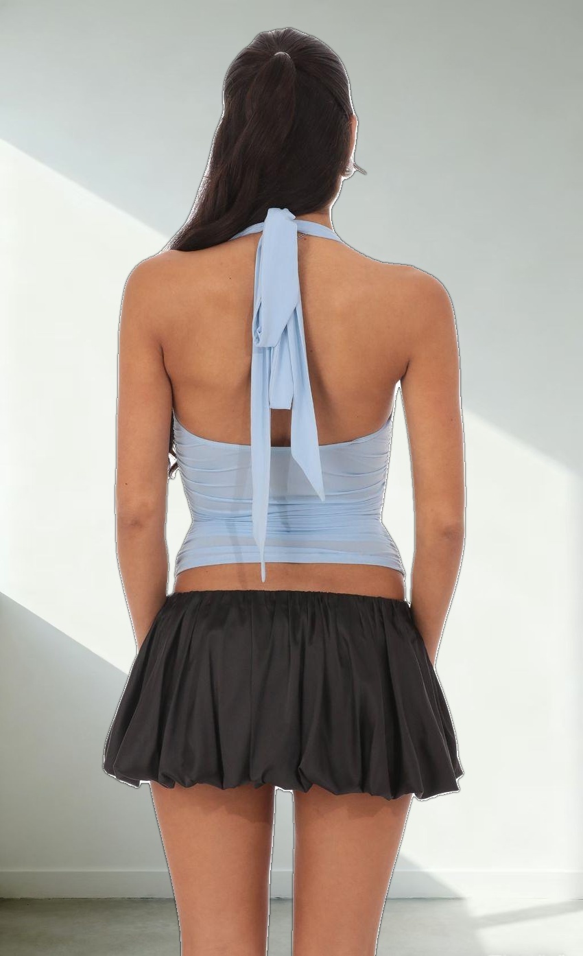 Satin Bubble Skort in Black