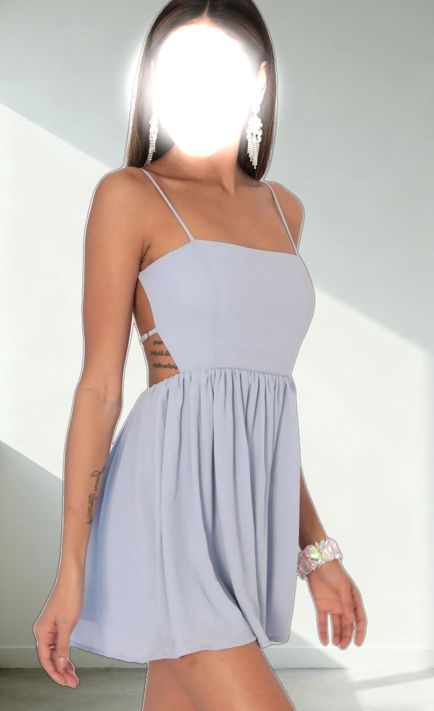 Chiffon A-line Dress in Dusty Blue