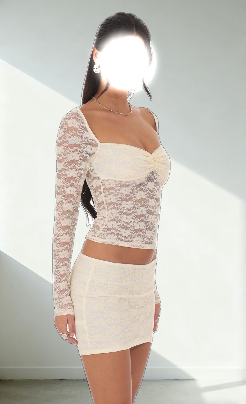 Sheer Lace Skirt in Pastel Yellow