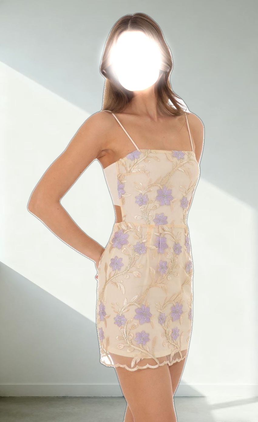 Gold Floral Mesh Dress