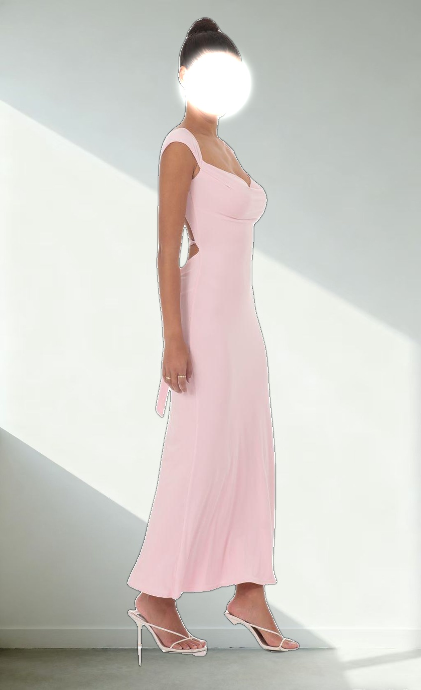 Strappy Cowl Neck Maxi Dress in Pink