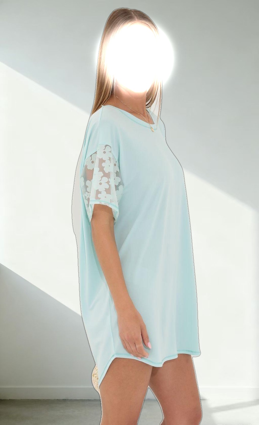 Shirt Dress in Teal Flowers