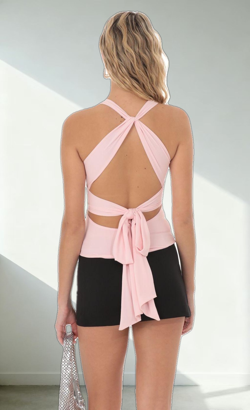 Twist Cross Back Top in Pink