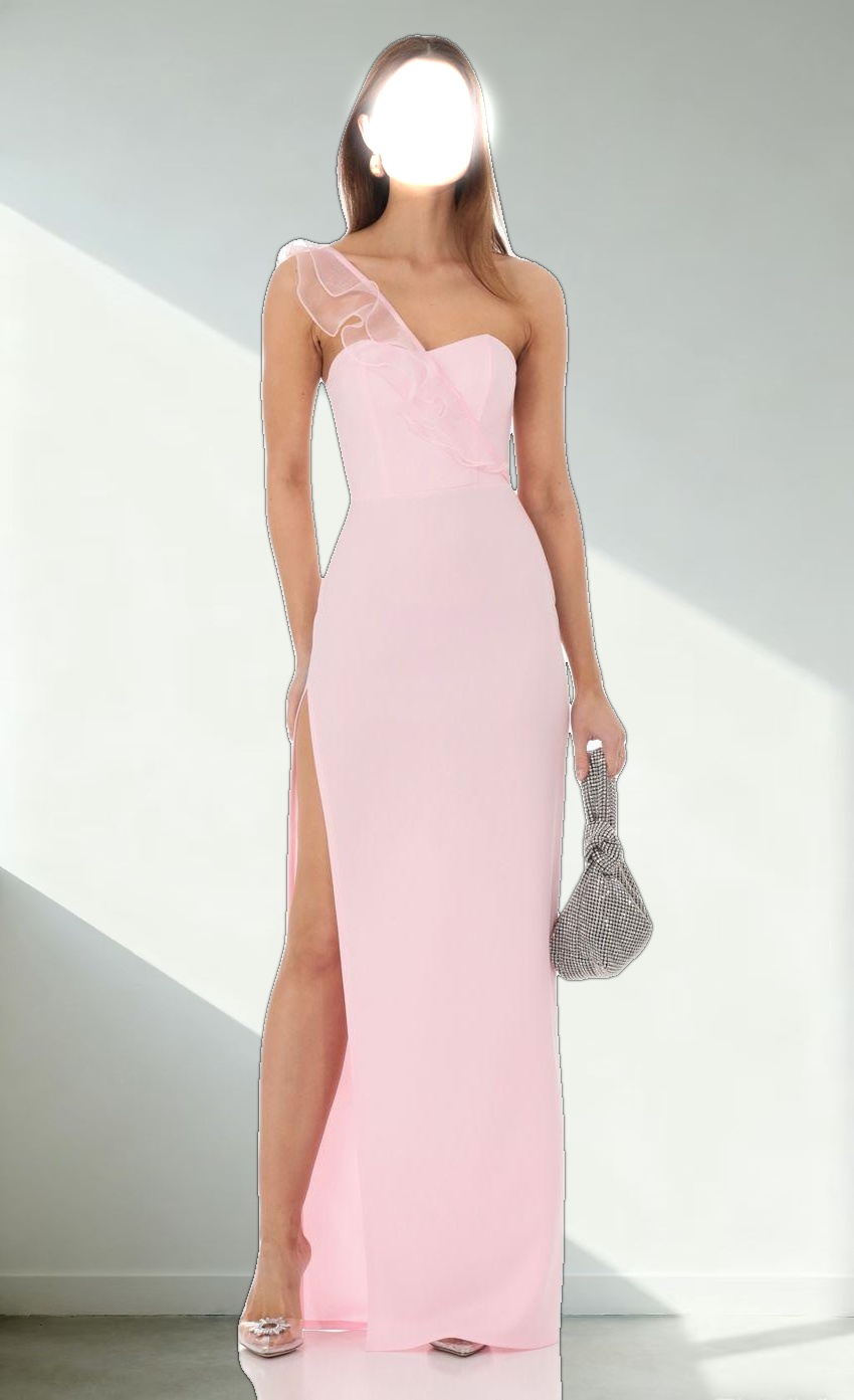 Corset Cross One Shoulder Dress in Pink