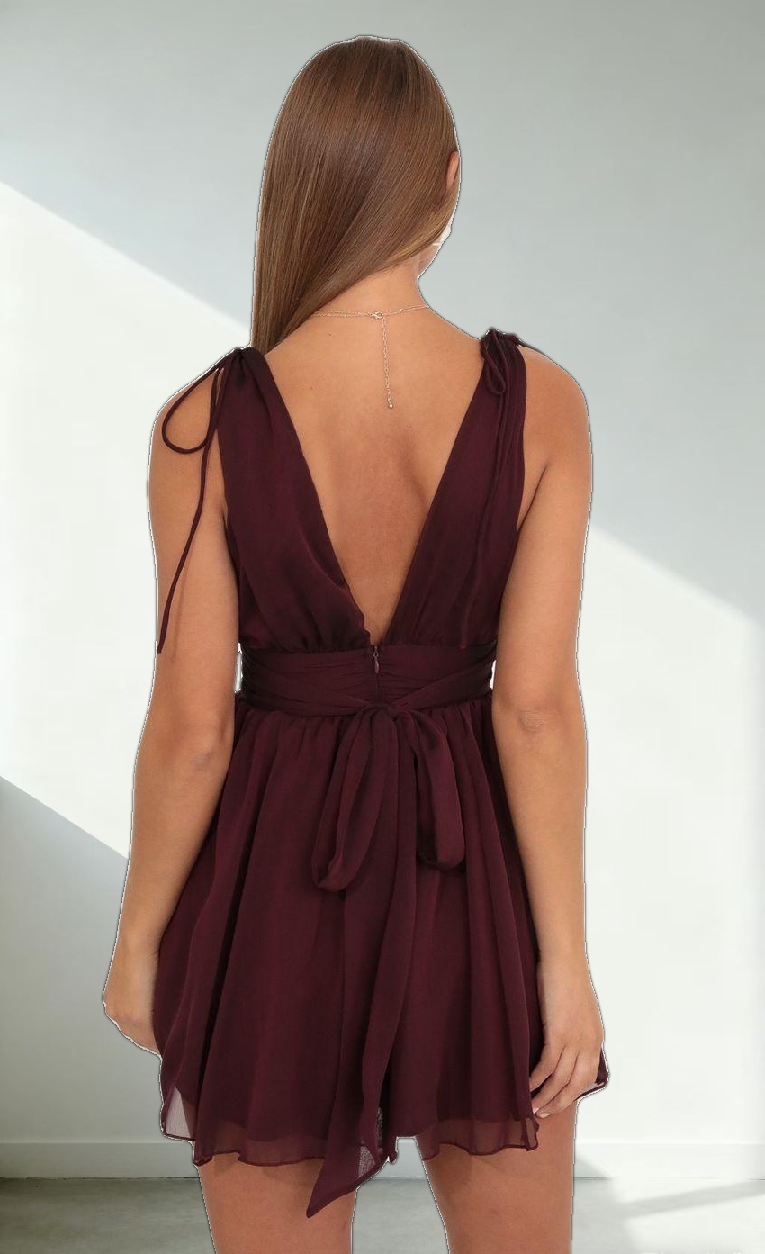 Chiffon Dress in Burgundy