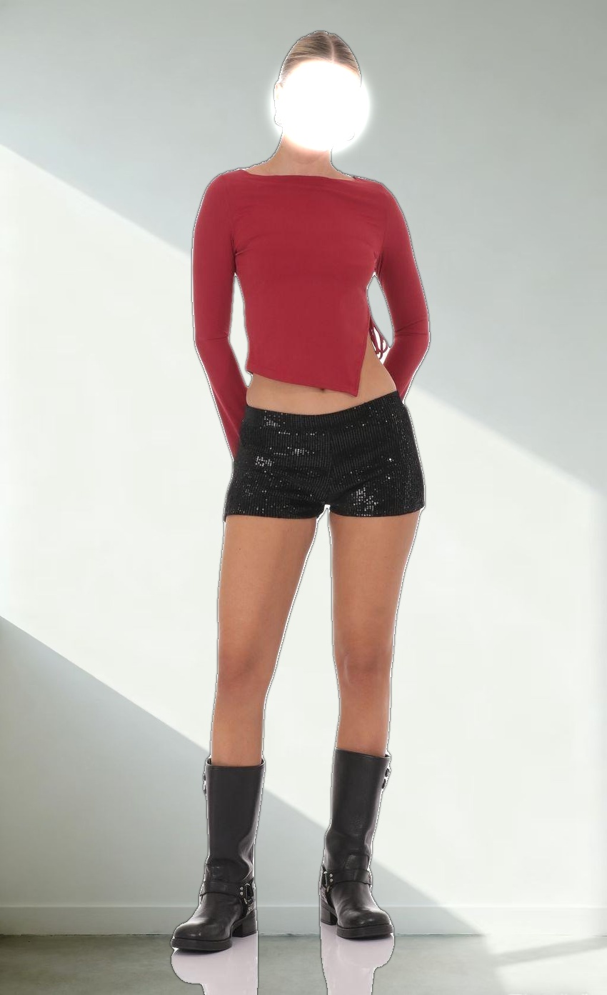 Velvet Sequin Shorts in Black