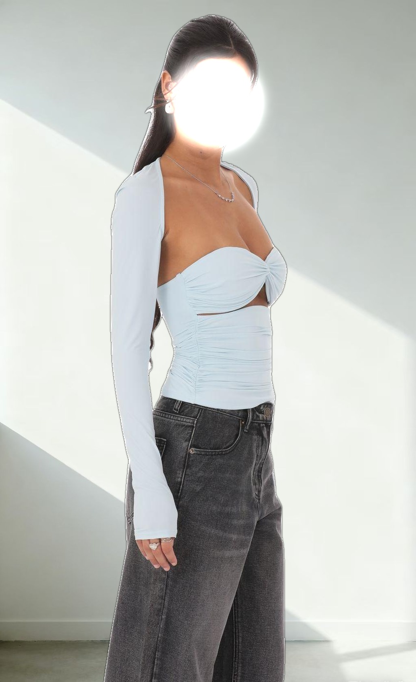 Two Piece Cutout Top in Light Blue