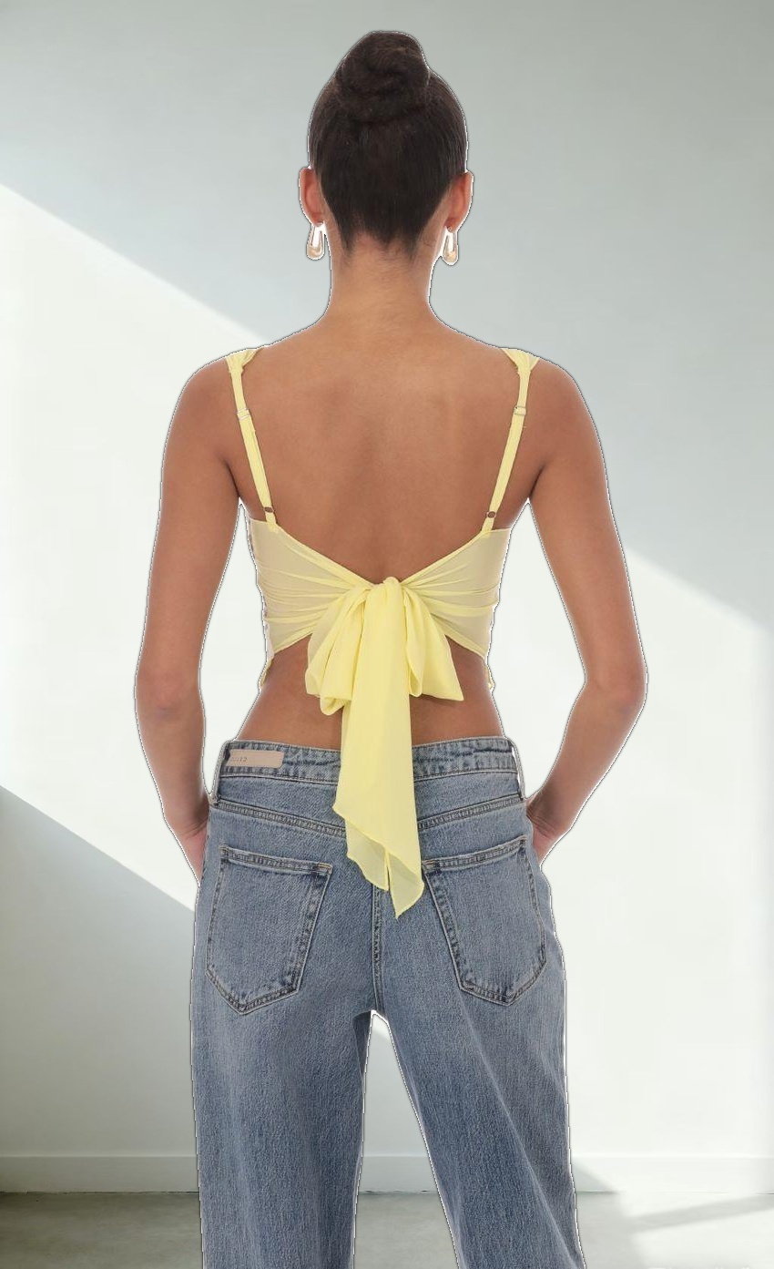 Floral Back Tie Top in White