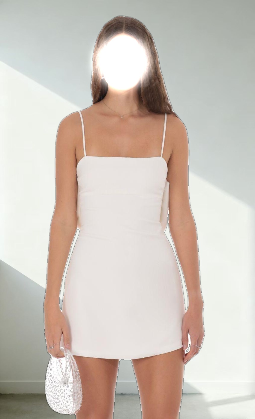 Back Bow Dress in White