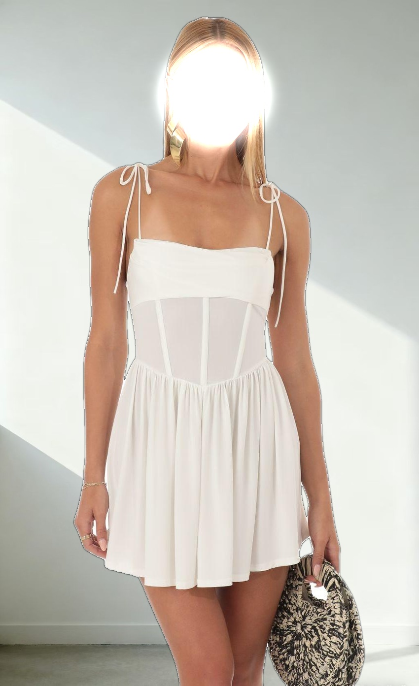 Draped Corset Dress in White