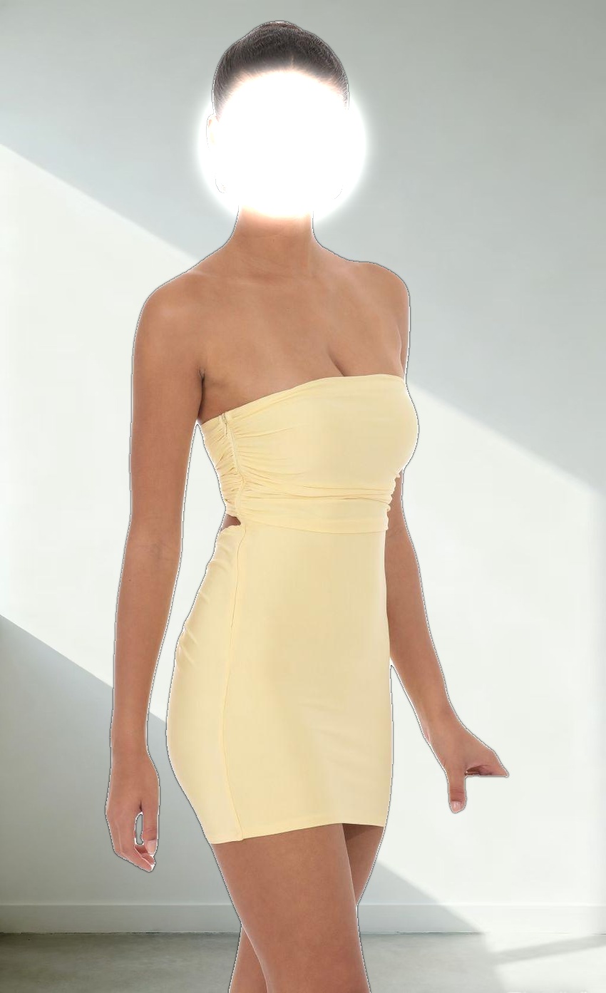 Strapless Sequin Butterfly Bodycon Dress in Yellow