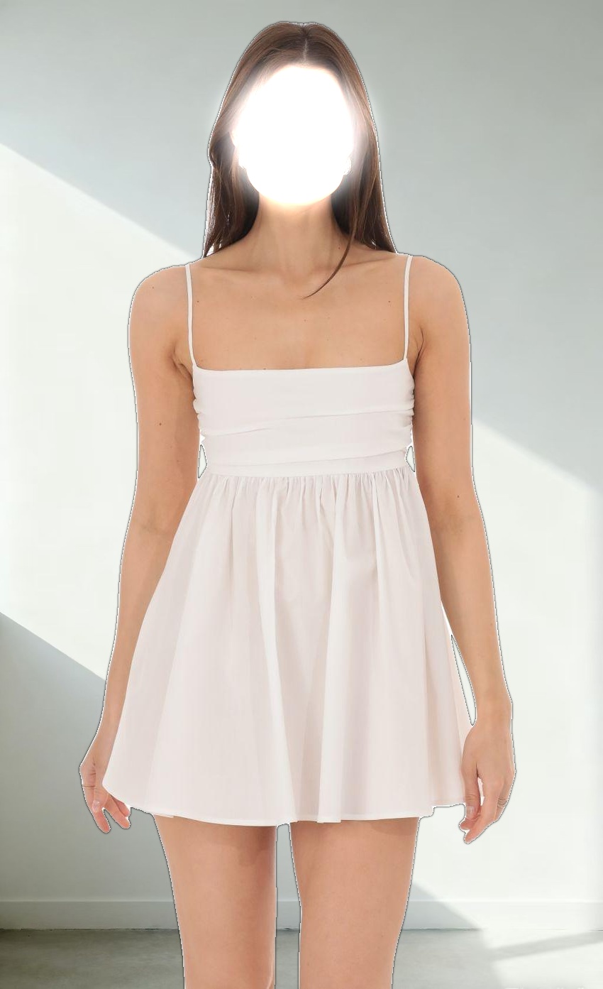 Babydoll Back Bow Dress in White