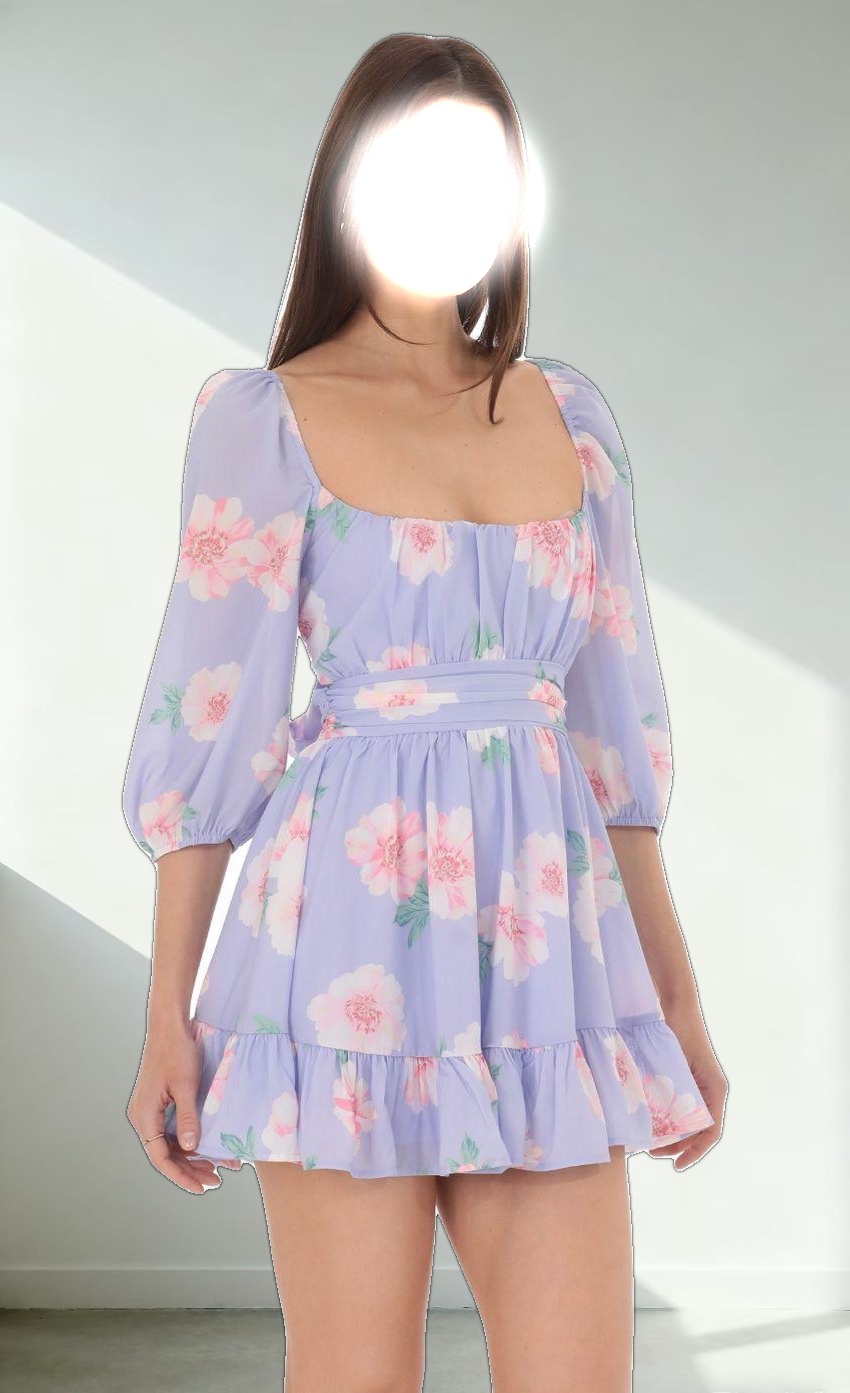 Floral Ruffle Dress in Lavender