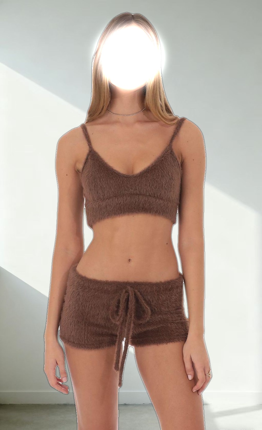 Fuzzy Crop Top in Brown