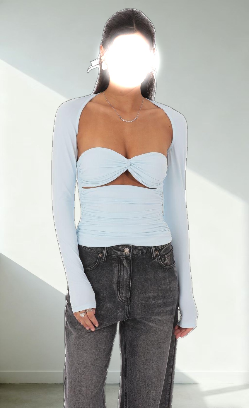 Two Piece Cutout Top in Light Blue