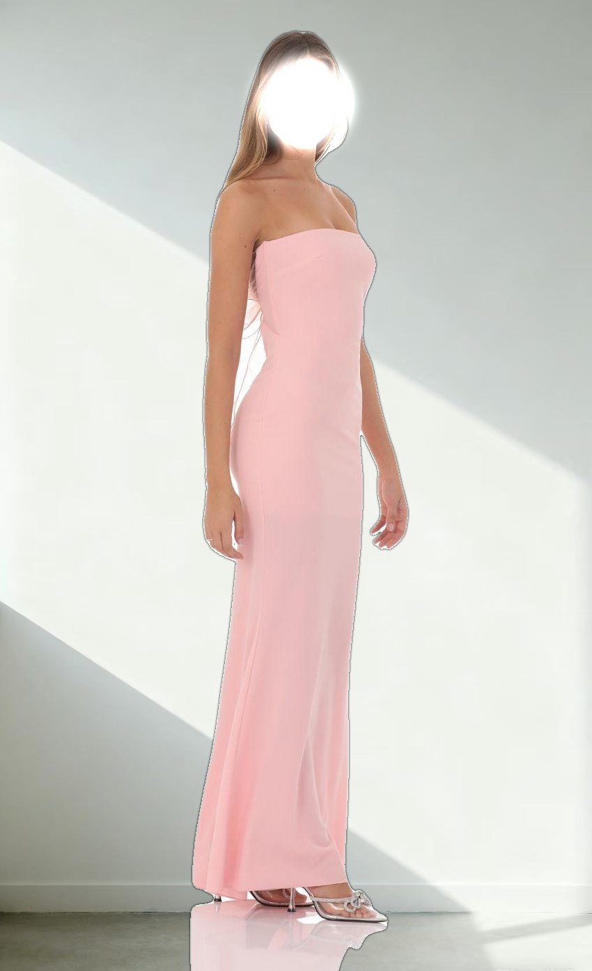 Back Bow Strapless Dress in Pink