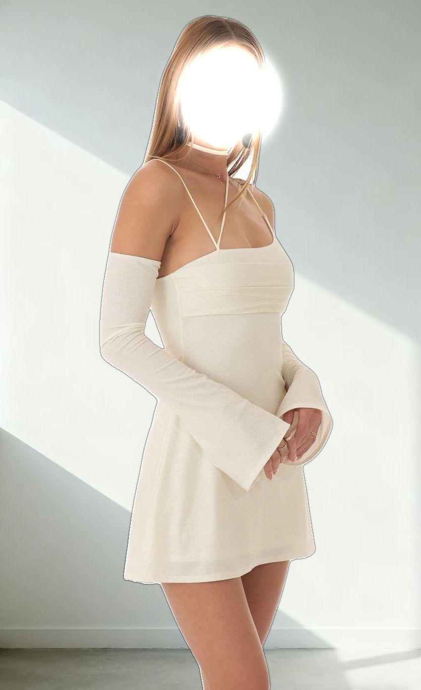 Glitter Strappy Party Dress in White