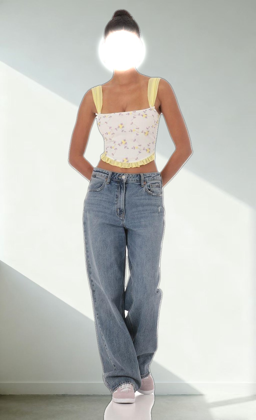 Floral Back Tie Top in White