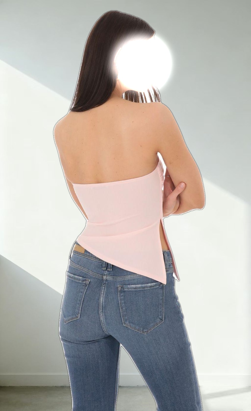Strapless Side Slit Top in Pink