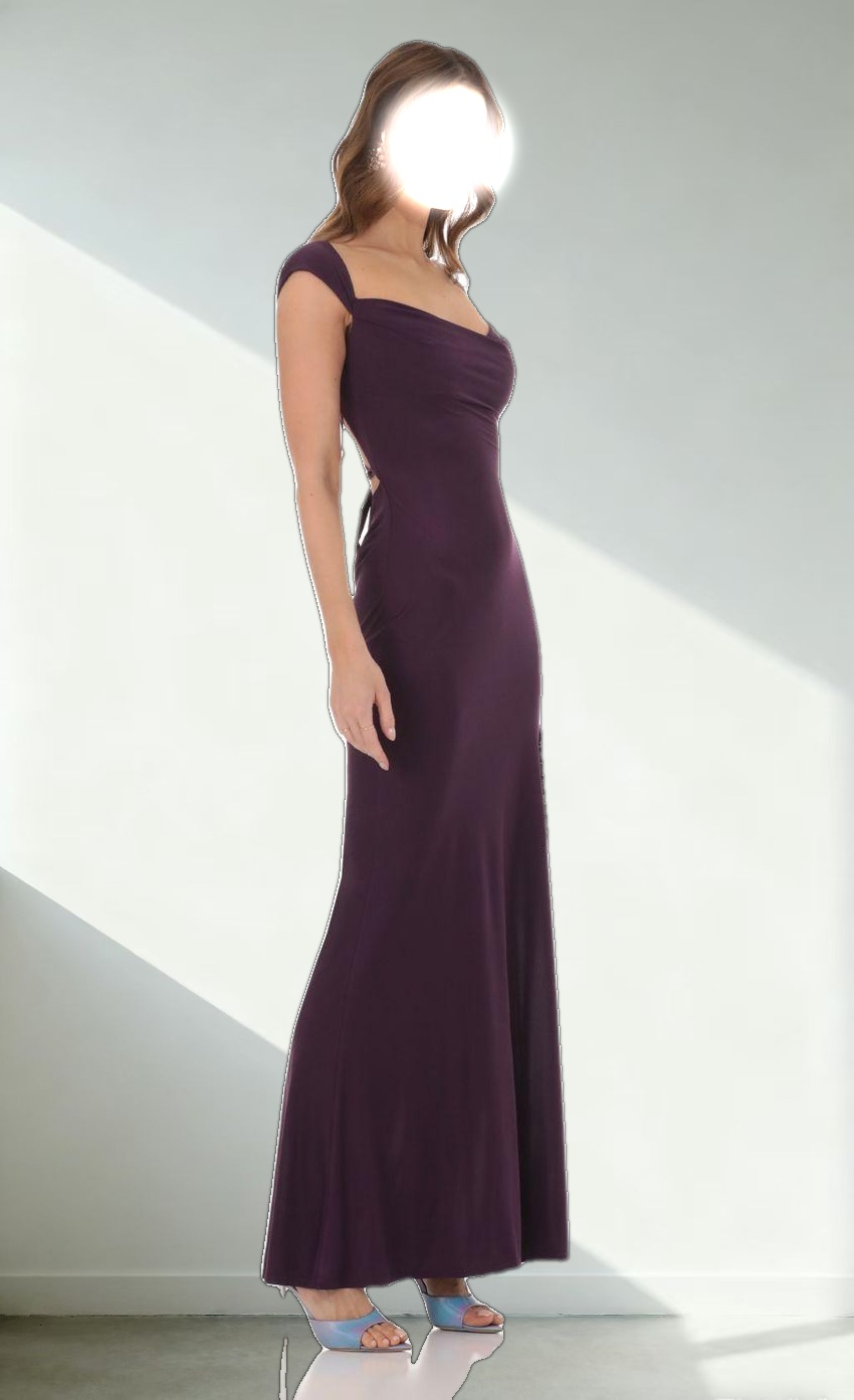 Strappy Cowl Neck Maxi Dress in Purple