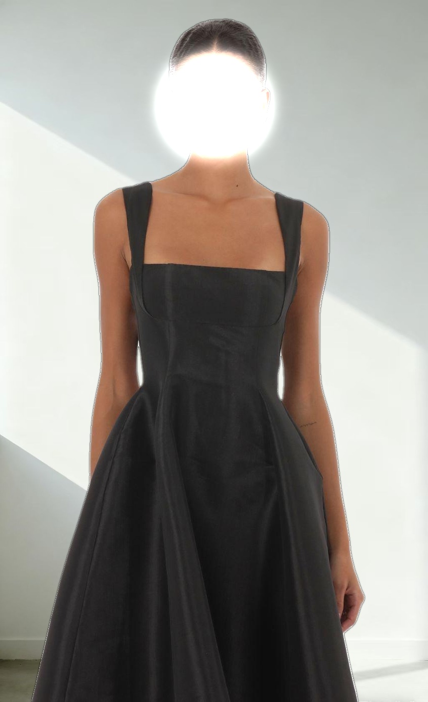 Flare Midi Dress in Black