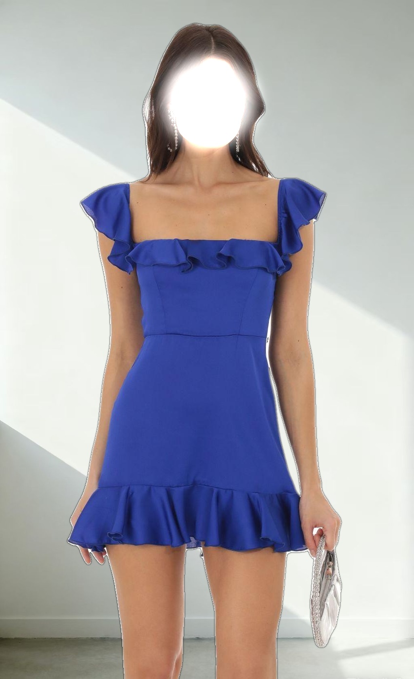 Ruffle Mini Dress in Blue