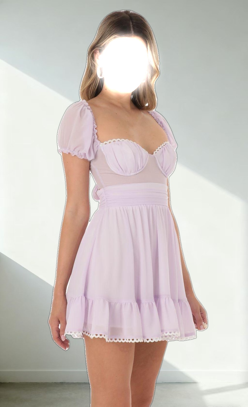 Puff Sleeve Dress in Purple