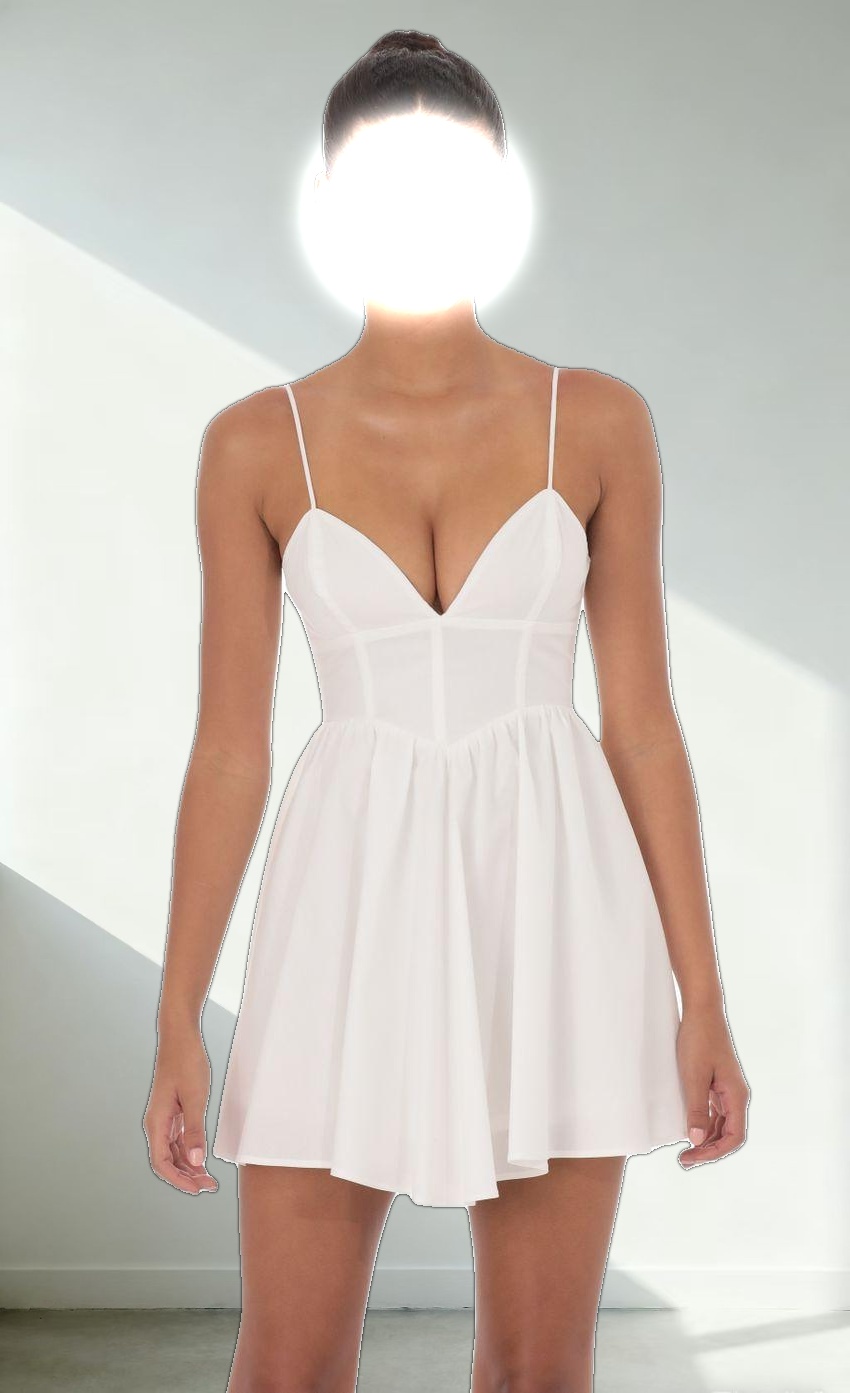 Corset Fit and Flare Dress in White