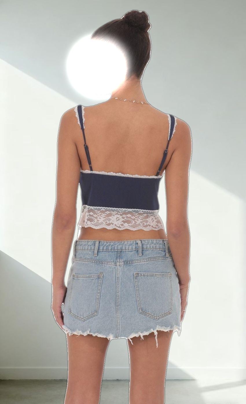 Lace Vest Top in Navy