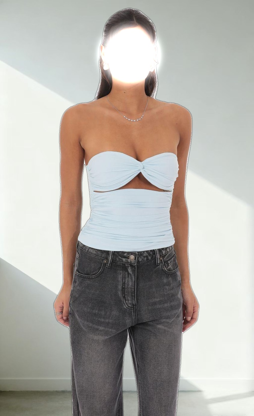 Two Piece Cutout Top in Light Blue