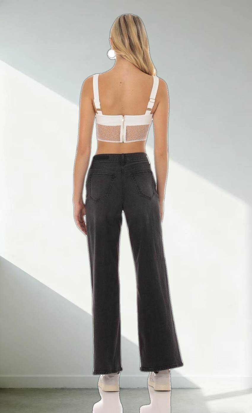 Sheer Lace Corset Top in White