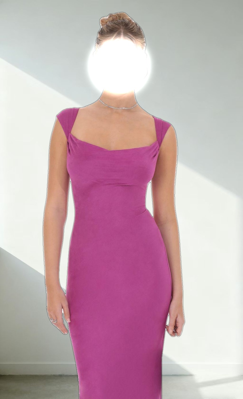 Suede Strappy Maxi Dress in Magenta