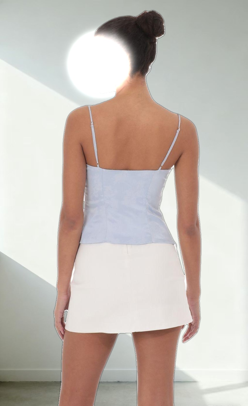 Satin Jacquard Top in Blue