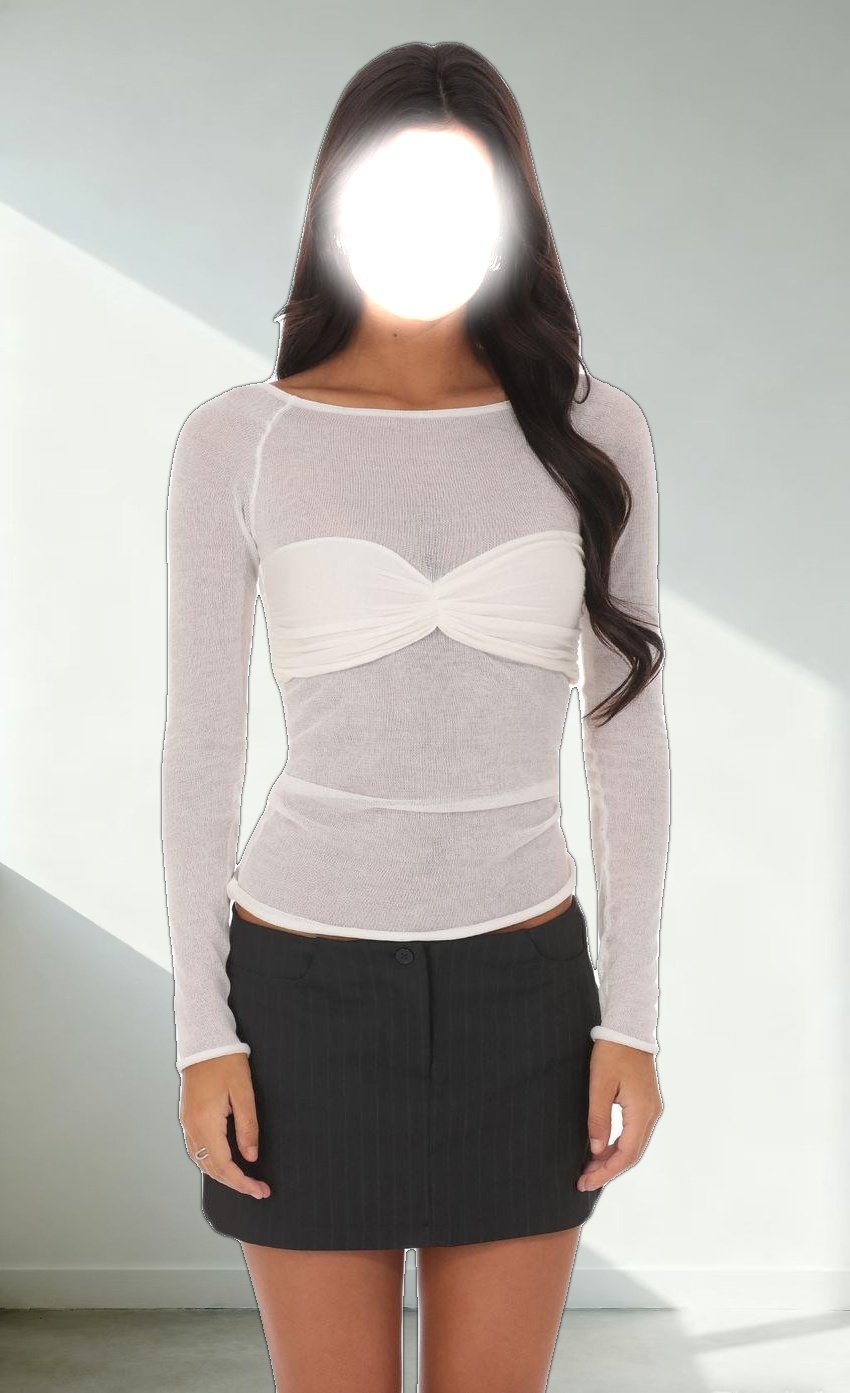 Sheer Mesh Top in White