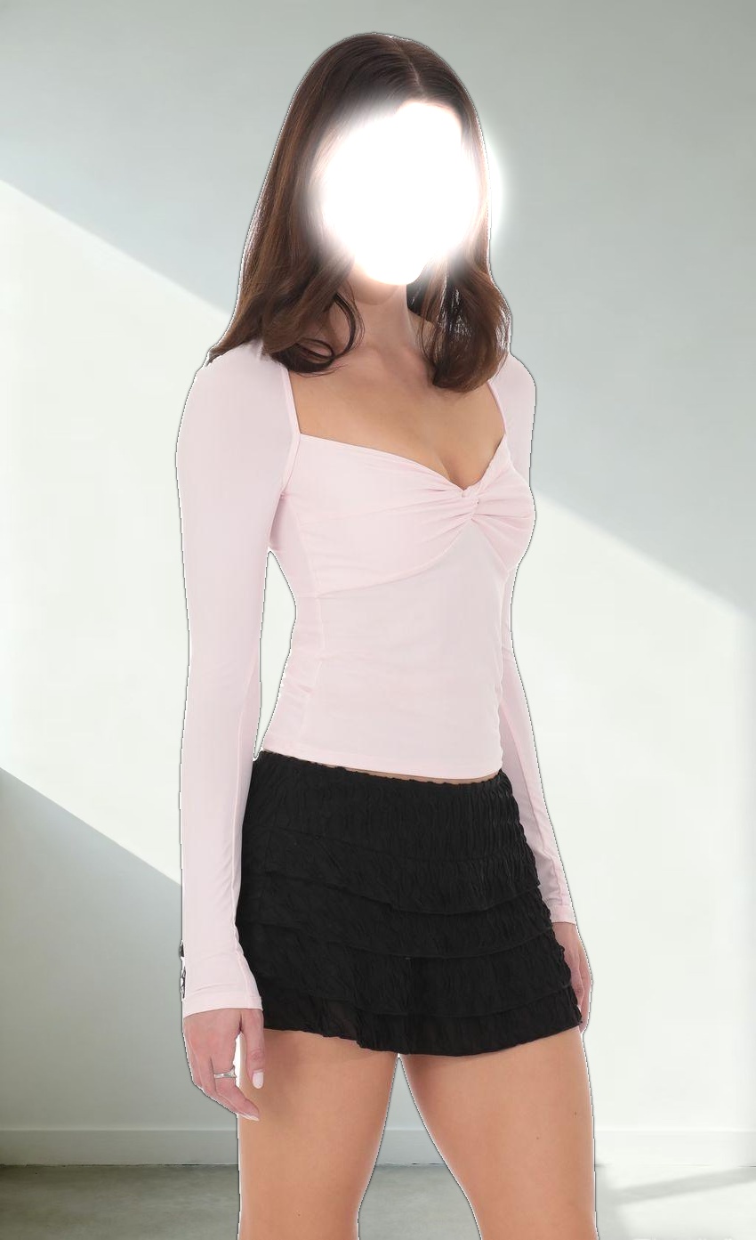 Long Sleeve Twist Top in Pink