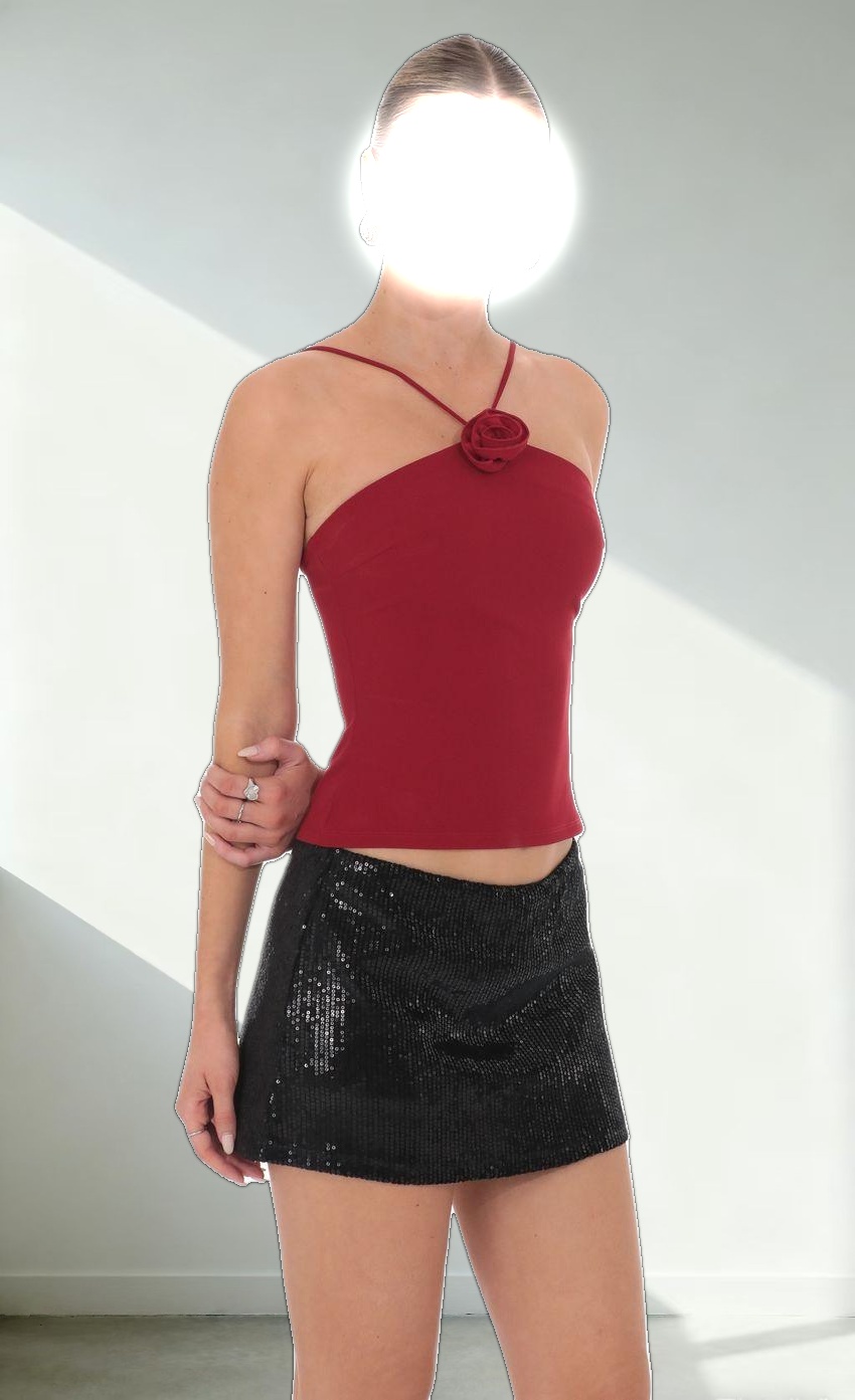 Sequin Mini Skort in Black