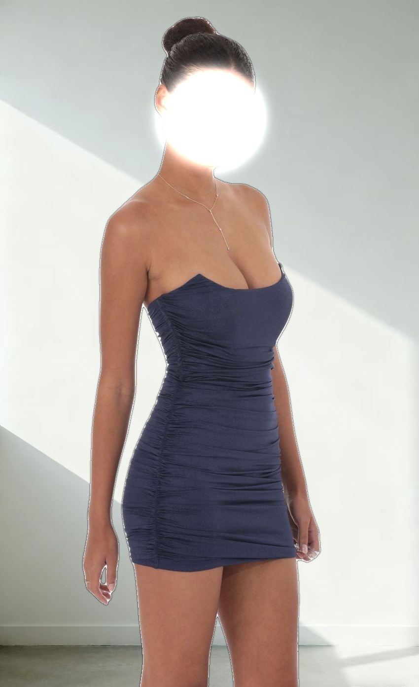 Foiled Corset Bodycon Dress in Navy