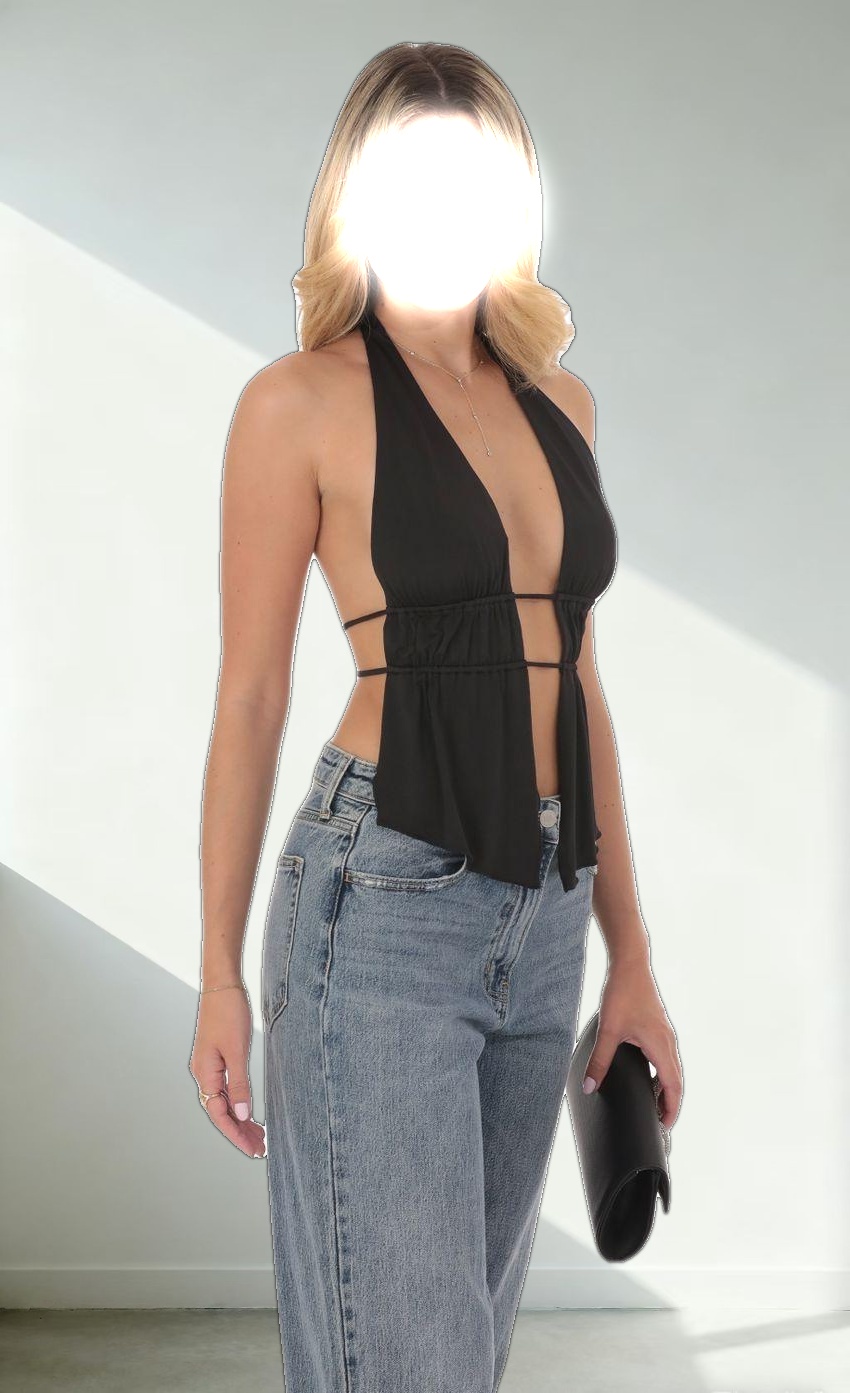 Halter Open Back Top in Black