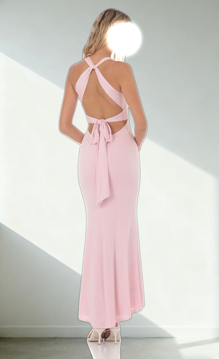 Twist V-Neck Maxi Dress in Pink