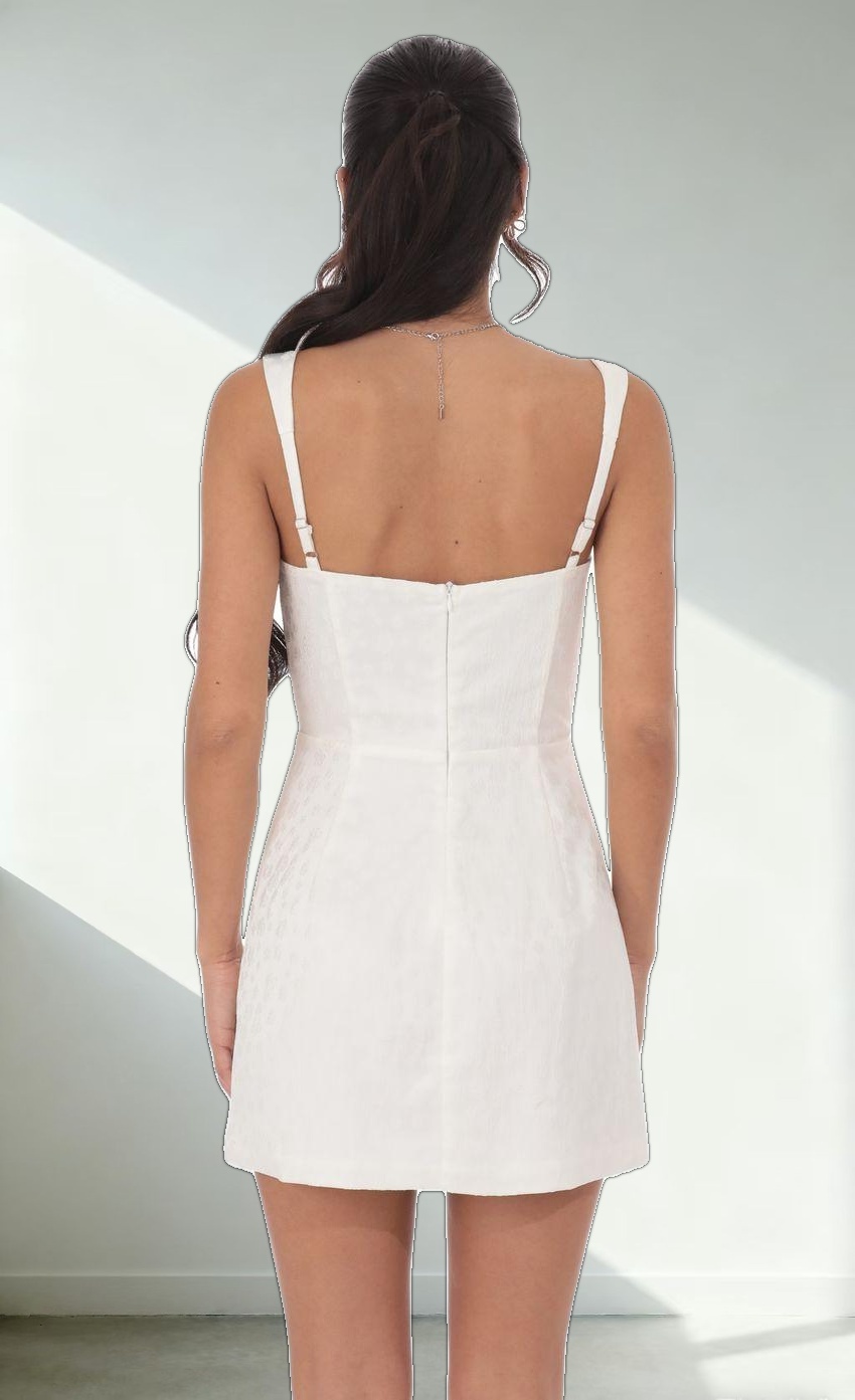 Jacquard Corset A-Line Dress in White