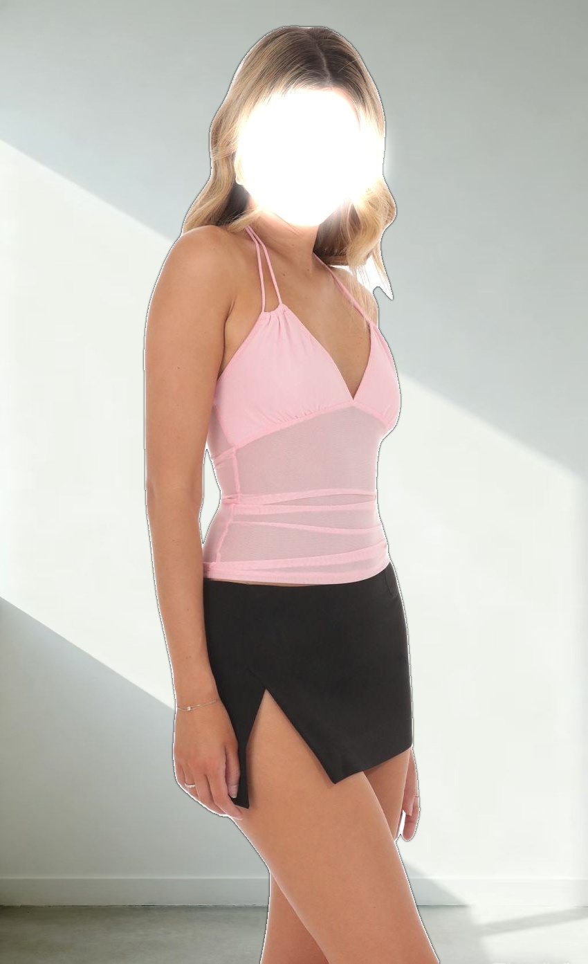 Mesh Halter Top in Pink