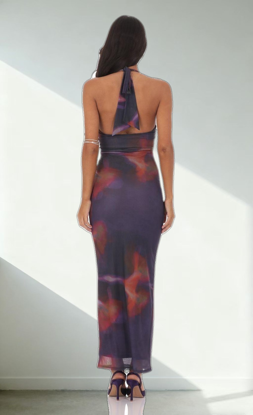 Halter Bodycon Maxi Dress in Blue