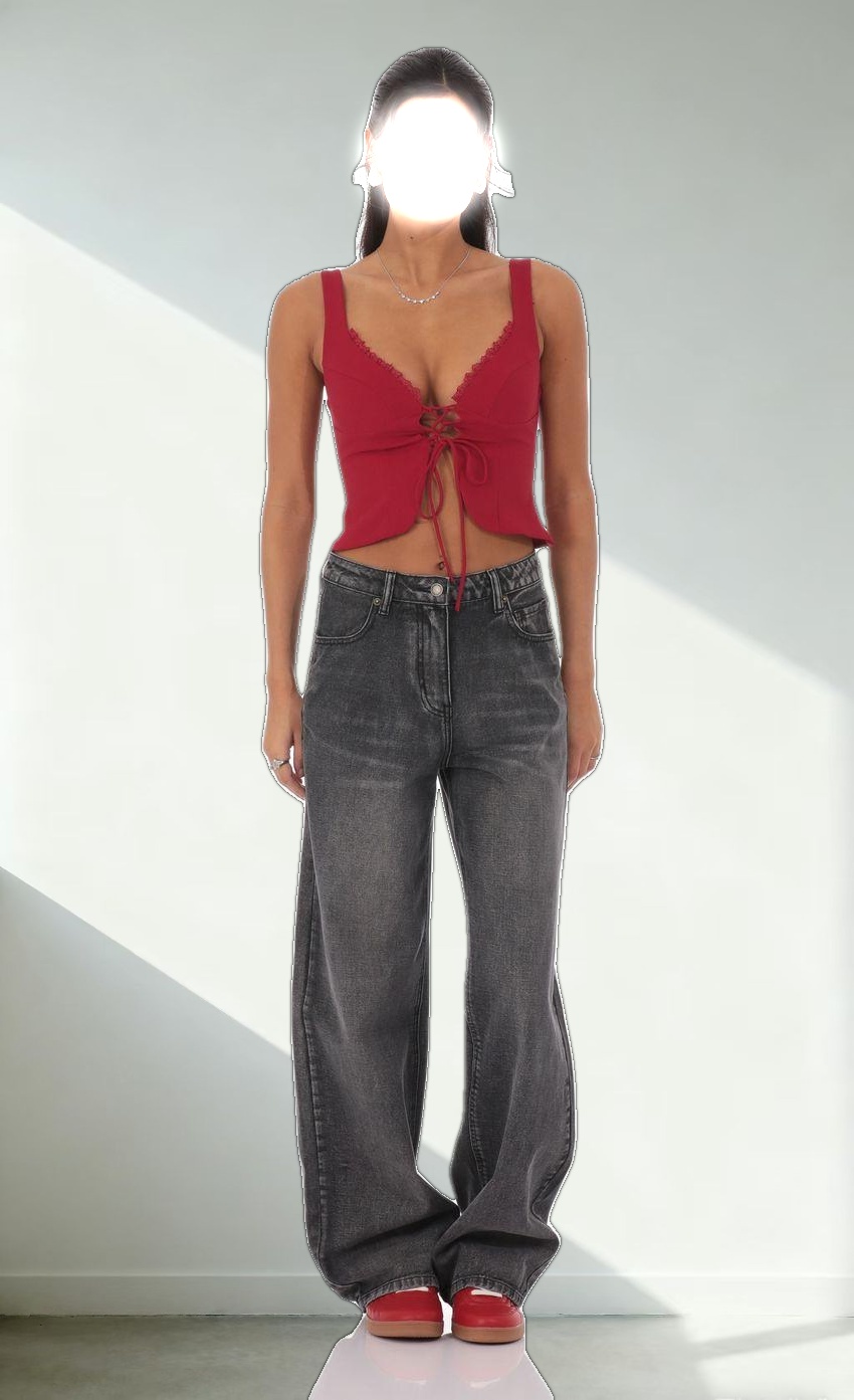 Front Tie Vest Top in Red