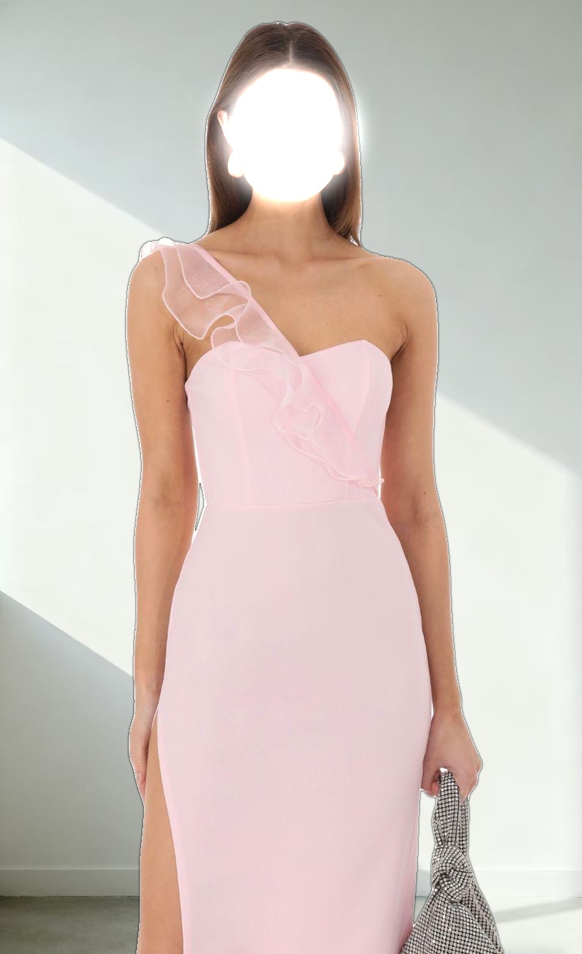 Corset Cross One Shoulder Dress in Pink