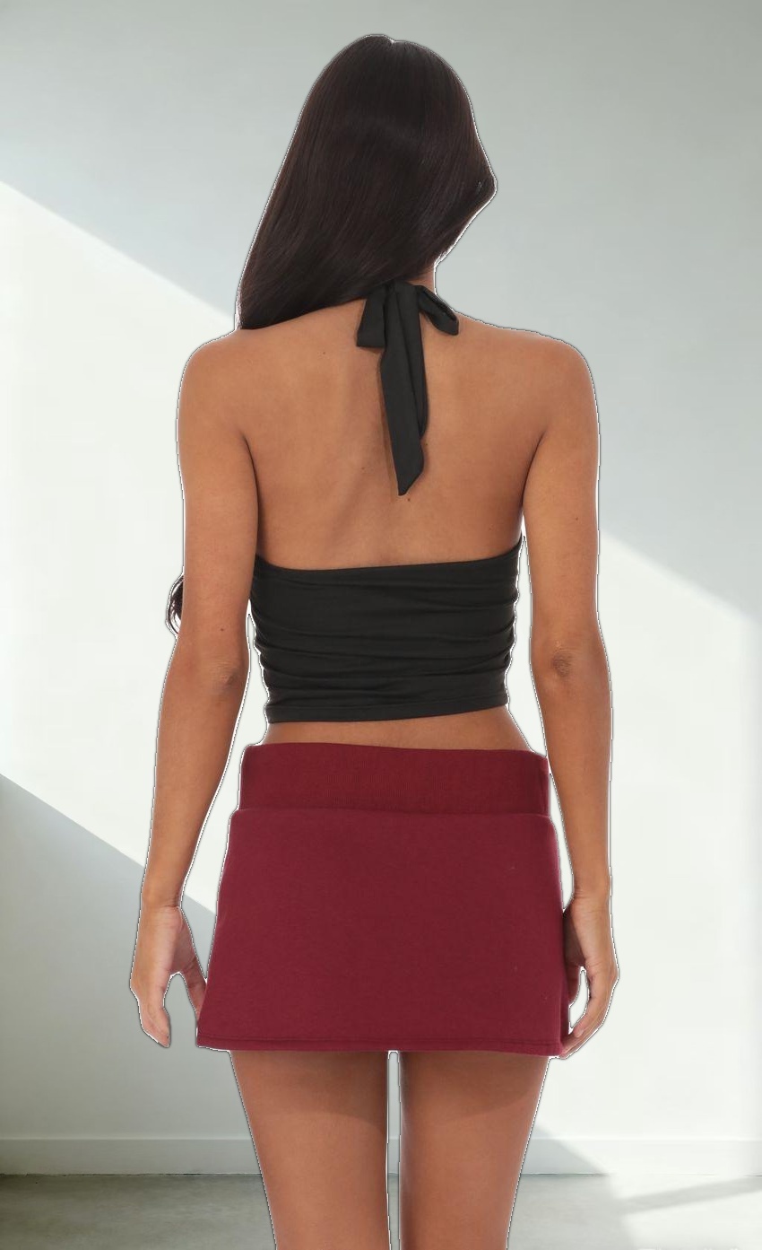 Ruched Halter Top in Black