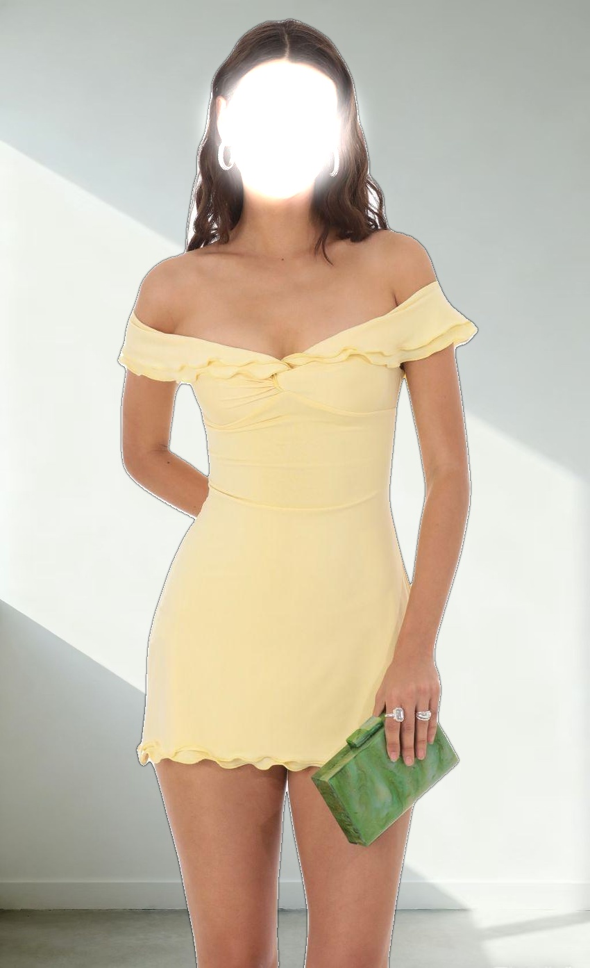 Off Shoulder Twist Dress in Yellow