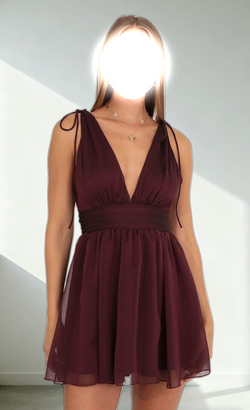 Chiffon Dress in Burgundy