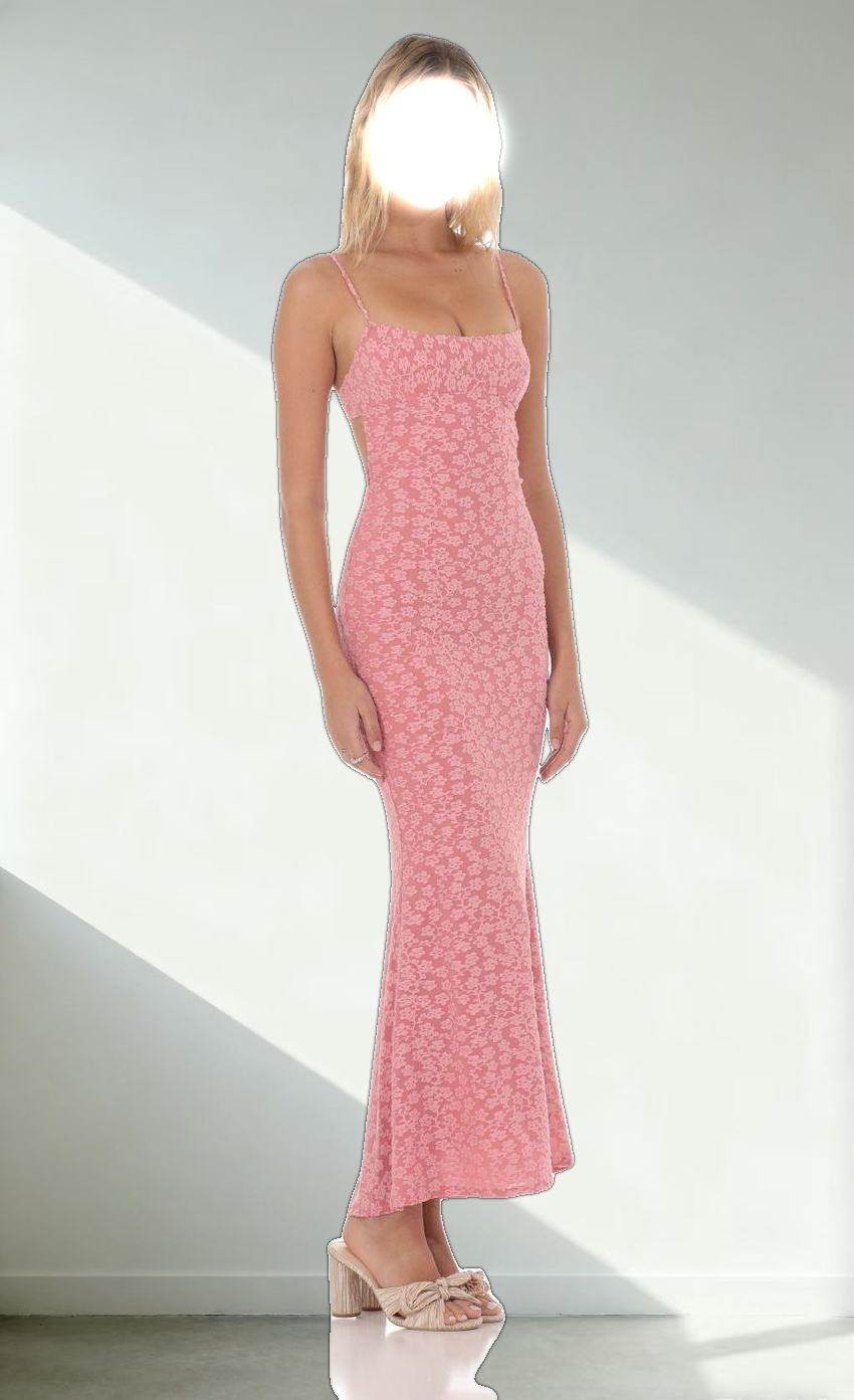 Textured Floral Maxi Dress in Pink