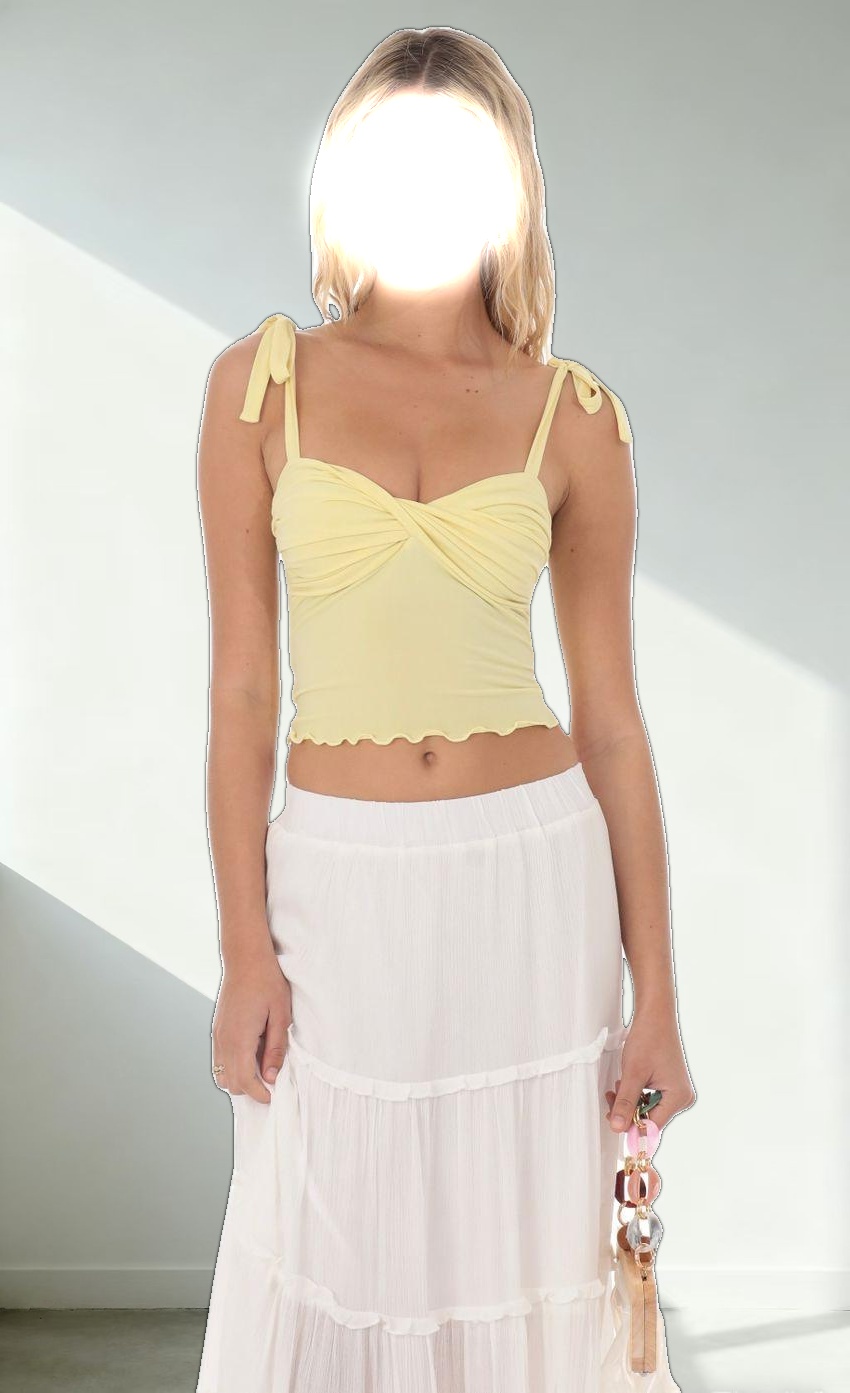 Shoulder Ties Twist Top in Yellow