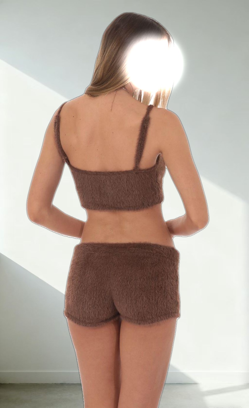 Fuzzy Shorts in Brown